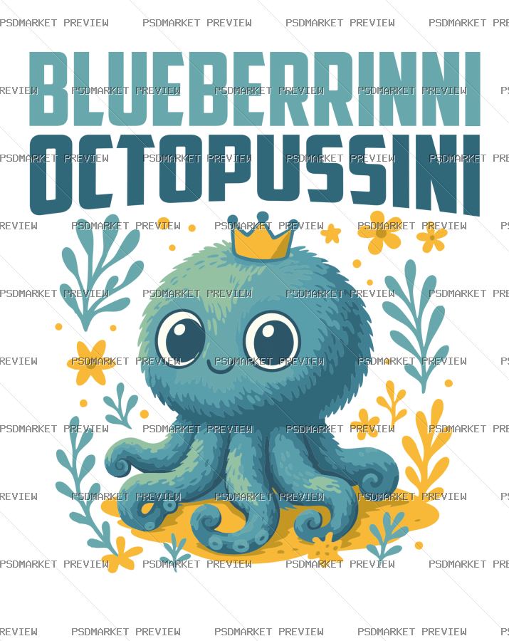 Blueberrinni Octopussini Vector Print — PSD template preview