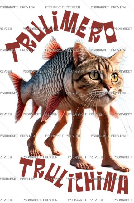 Trulimer Trulichinda Cat Fish Vector Print — print design preview