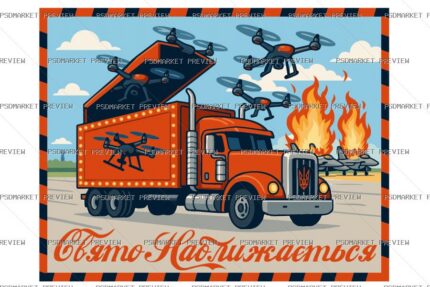 Operation Web Convoy Vector Print — PSD template preview