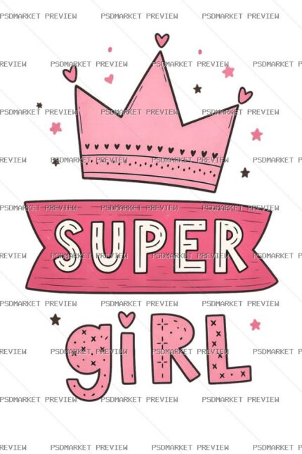 Super Girl Crown Print Design – PNG — PSD template preview