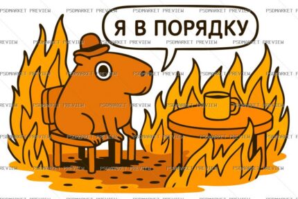 Im Fine Fire Capybara Vector Print — print design preview