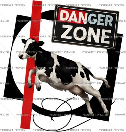 Danger Zone Cow PNG Print — print design preview