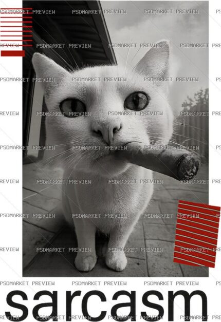 Sarcasm Cat Photo Print Design – PNG — PSD template preview