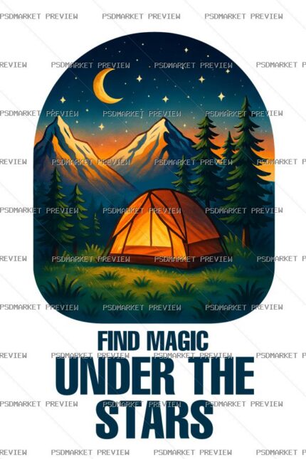 Find Magic Under the Stars Vector Print — print design preview