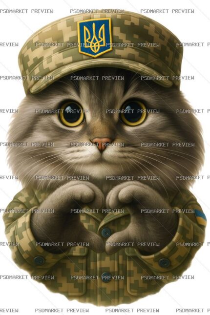 Ukrainian Military Cat Print protected preview