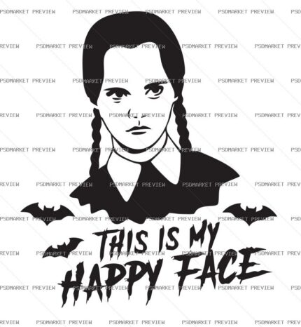 Wednesday Happy Face Vector Print — PSD template preview