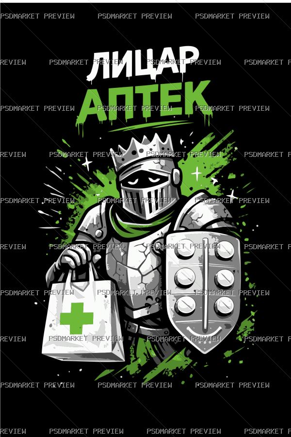 Knight of the Pharmacy Vector Print — print design preview