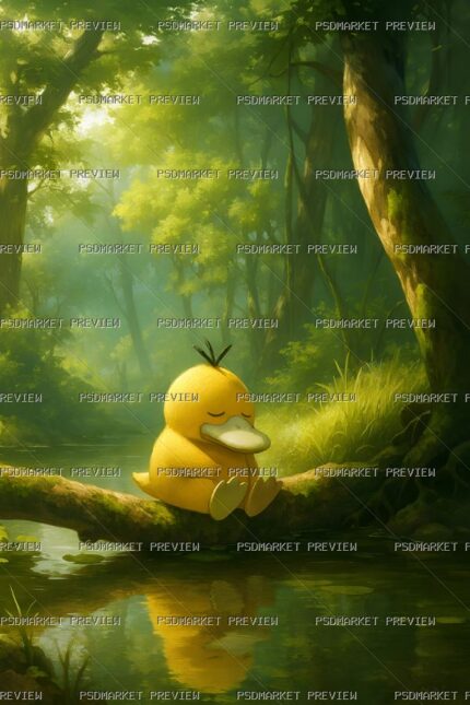 Duckling in Forest Print Design – PNG — PSD template preview