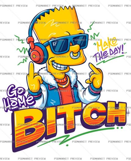 Go Away Cartoon Attitude Vector Print — print design preview