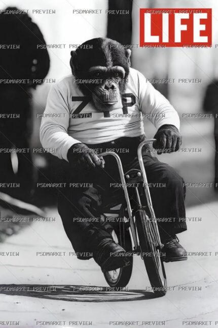 Monkey on a Bicycle Print — print design preview