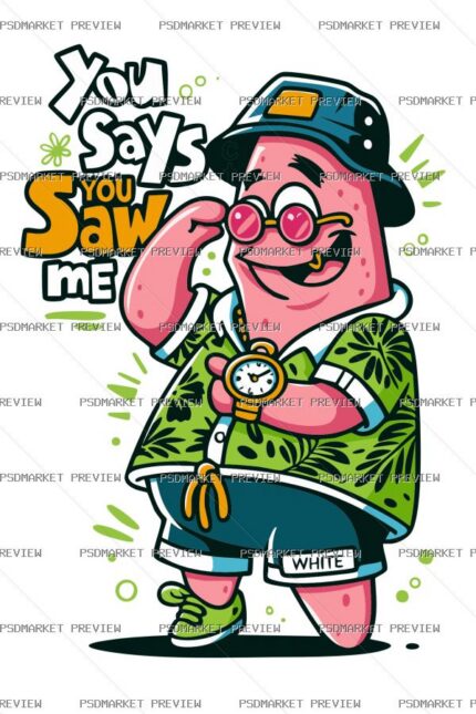You Say You Saw Me Cartoon Vector Print — print design preview