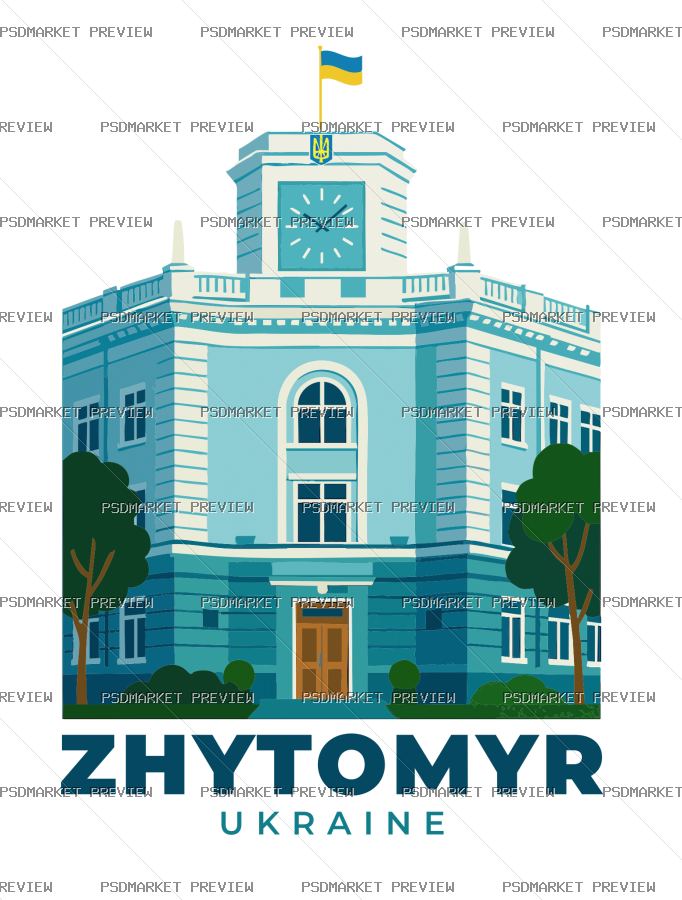 Zhytomyr Ukraine Vector Print Design 93229 — PSD template preview
