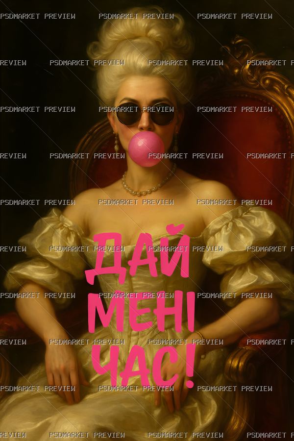 Ukrainian “ДАЙ МЕНІ ЧАС!” Royal Mood Print – PNG — PSD template preview