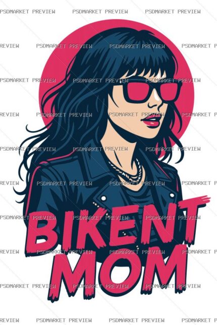 Biker Mom Vector Print — PSD template preview