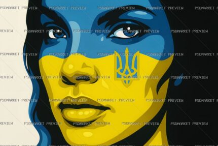 Ukrainian Woman Trident Face Print – PNG — PSD template preview