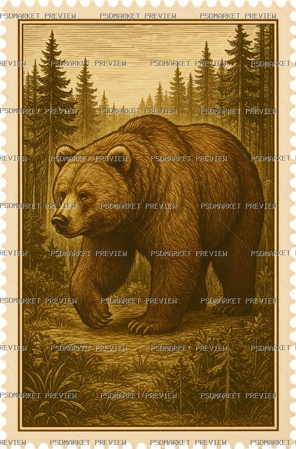 Forest Bear Print Design 93739 — PSD template preview