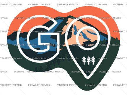 Mountain Love Double G Emblem Vector Print — PSD template preview
