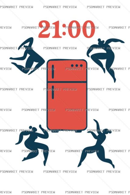 Ukrainian 21:00 Fridge Temptation Vector Print — PSD template preview