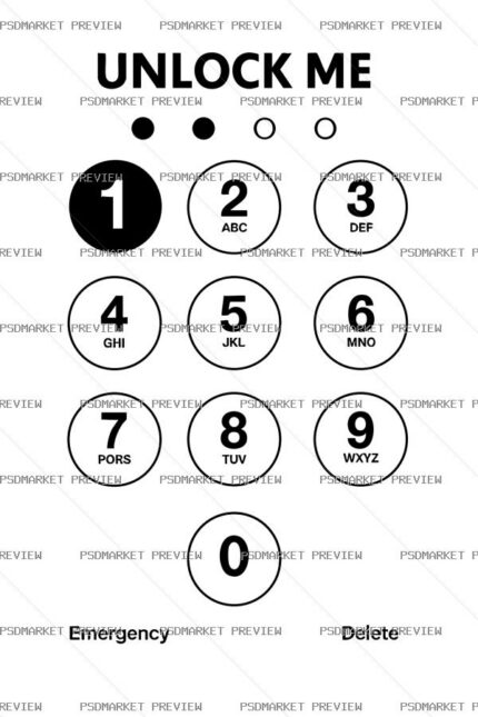 Unlock Me Phone Keypad Vector Print — PSD template preview