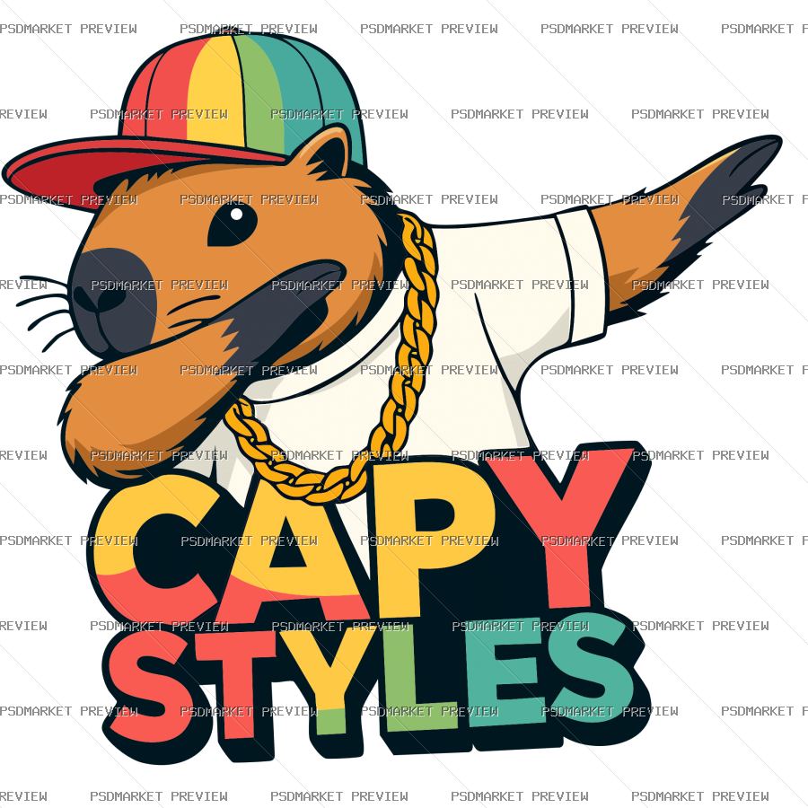 Capy Styles Capybara Vector Print — PSD template preview