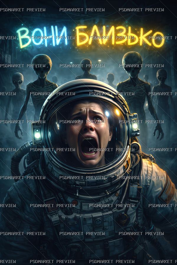 Ukrainian “Вони близько” Space Print Design – PNG — PSD template preview