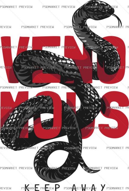 Venomous Keep Away Snake Vector Print — PSD template preview