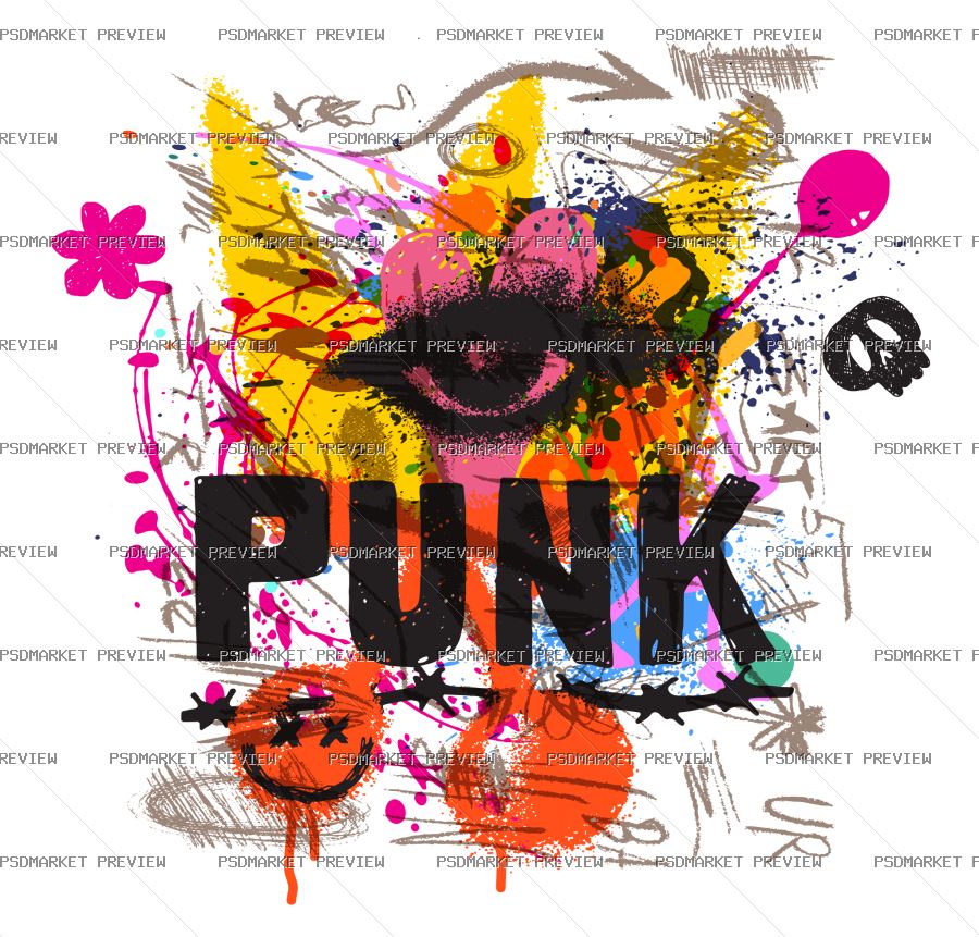 Punk Collage Vector Print — PSD template preview