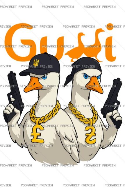 Gussi Armed Geese Parody Print – AI File — PSD template preview