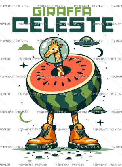 Celestite Giraffe Vector Print Design 95729 — PSD template preview