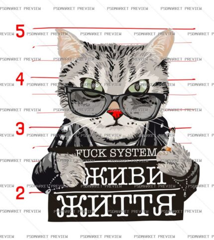 Ukrainian Fuck System Live Life Cat Print – AI File — PSD template preview
