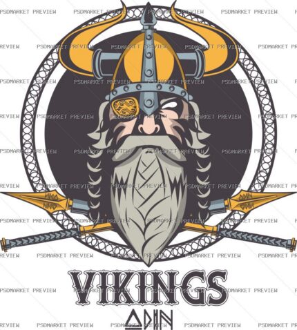 Vikings Norse Warrior Print Design – AI File — PSD template preview