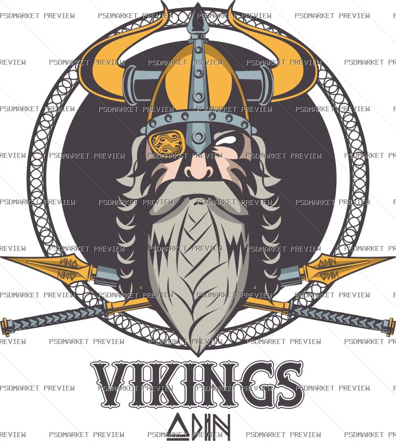 Vikings Norse Warrior Print Design – AI File — PSD template preview
