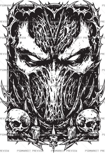 Dark Monster Skull Vector Print — print design preview