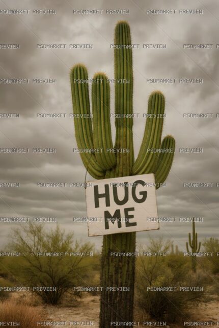 Hug Me Cactus Print – PNG — PSD template preview