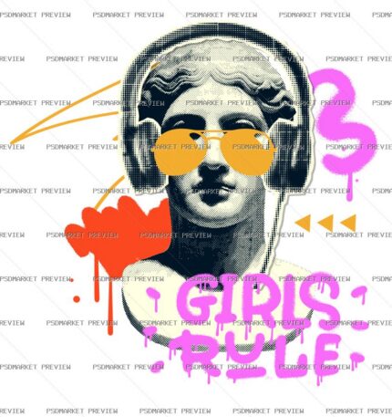 Girls Rule Statue Print – AI File — PSD template preview