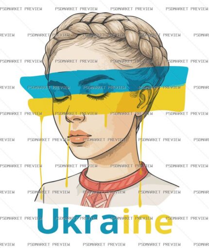 Ukraine Woman Portrait Vector Print — PSD template preview
