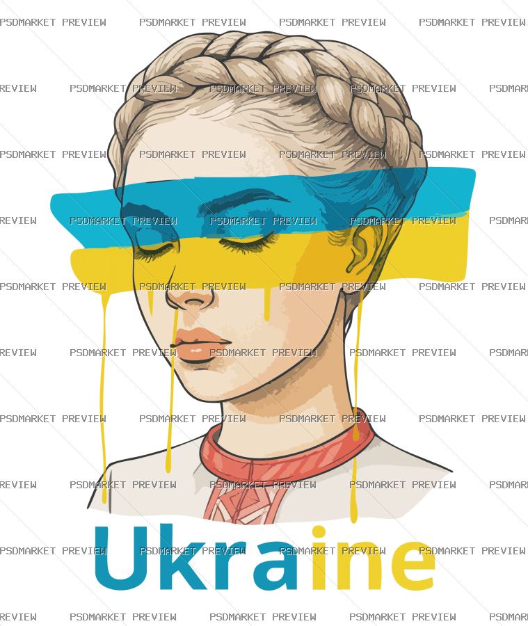 Ukraine Woman Portrait Vector Print — PSD template preview