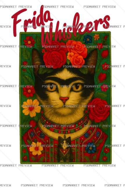Frida Whiskers Print — PSD template preview