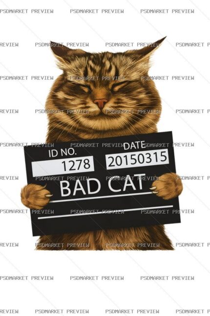 Bad Cat Mugshot Print protected preview
