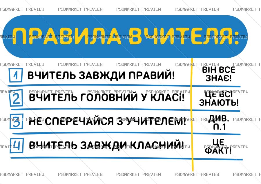 Teachers Rules Vector Print — PSD template preview