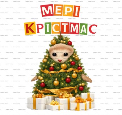 Merry Christmas Cozy Hedgehog PSD Print protected preview