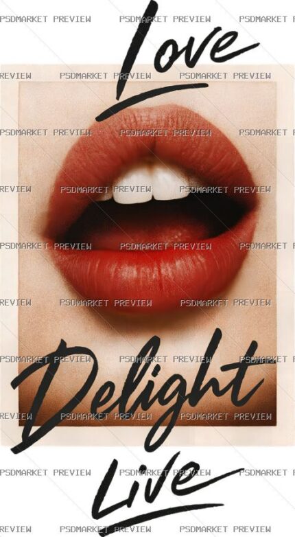Love Delight Live Red Lips Print Design – PNG — PSD template preview