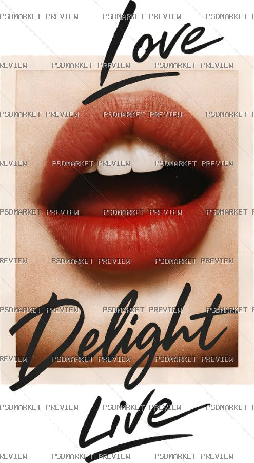 Love Delight Live Red Lips Print Design – PNG — PSD template preview