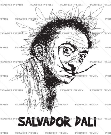 Salvador Dali Portrait Vector Print – Design 99473 — PSD template preview