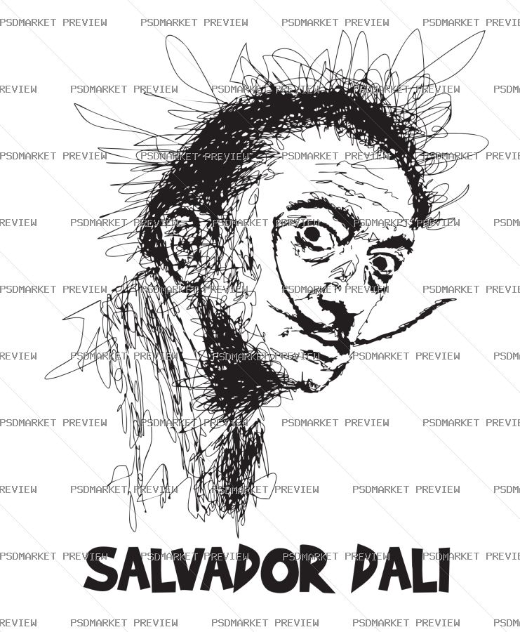Salvador Dali Portrait Vector Print – Design 99473 — PSD template preview