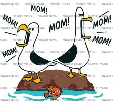 Mom Geese Vector Print — PSD template preview