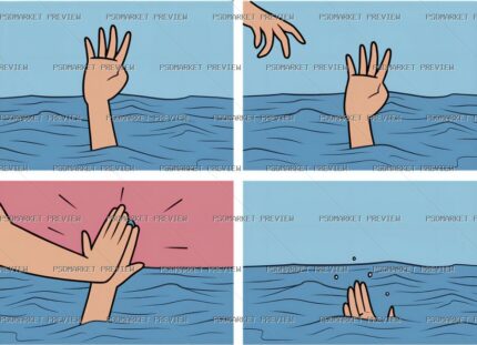 Drowning Hand Dark Humor Print Design – PNG — PSD template preview